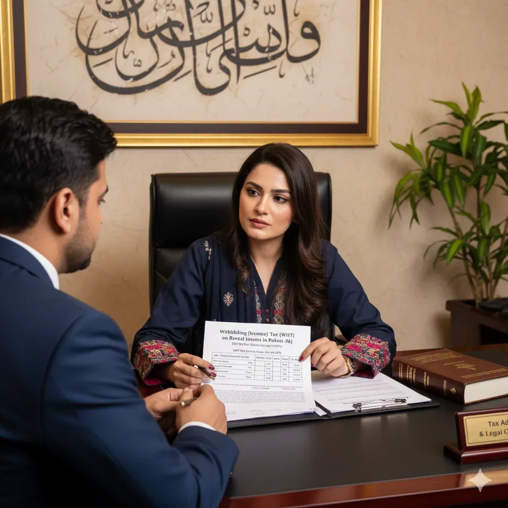 Professional tax consultants explaining Withholding Tax on rental income in Pakistan 2025&ndash;26.